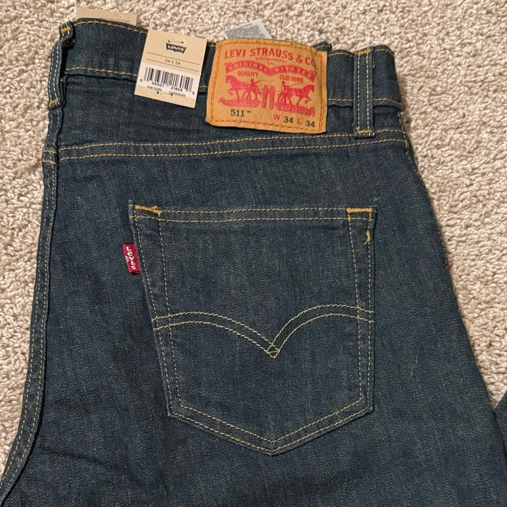 New 511 Slim Levi's Men's Dark Indigo Straight Jeans 34 x 34